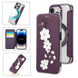 Floral Magnetic Electroplated Card Holder Vegan Leather Phone Case, For iPhone 15 Pro Max, For iPhone 15 Pro, For iPhone 14 Plus / 15 Plus, For iPhone 13 / 14