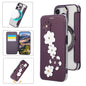 Floral Magnetic Electroplated Card Holder Vegan Leather Phone Case, For iPhone 14 Pro, For iPhone 14 Pro Max, For iPhone 13 Pro Max, For iPhone 13 Pro
