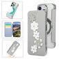 Floral Magnetic Electroplated Card Holder Vegan Leather Phone Case, For iPhone 14 Pro, For iPhone 14 Pro Max, For iPhone 13 Pro Max, For iPhone 13 Pro