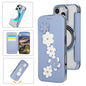 Floral Magnetic Electroplated Card Holder Vegan Leather Phone Case, For iPhone 14 Pro, For iPhone 14 Pro Max, For iPhone 13 Pro Max, For iPhone 13 Pro