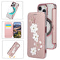 Floral Magnetic Electroplated Card Holder Vegan Leather Phone Case, For iPhone 14 Pro, For iPhone 14 Pro Max, For iPhone 13 Pro Max, For iPhone 13 Pro