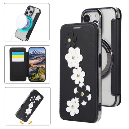 Floral Magnetic Electroplated Card Holder Vegan Leather Phone Case, For iPhone 12 / 12 Pro, For iPhone 12 Pro Max