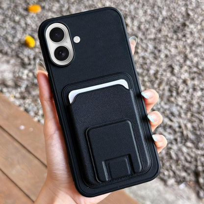 Square Folding Card Bag Holder Phone Case, For iPhone 16 Plus, For iPhone 16, For iPhone 15 Pro Max
