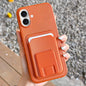 Square Folding Card Bag Holder Phone Case, For iPhone 16 Plus, For iPhone 16, For iPhone 15 Pro Max
