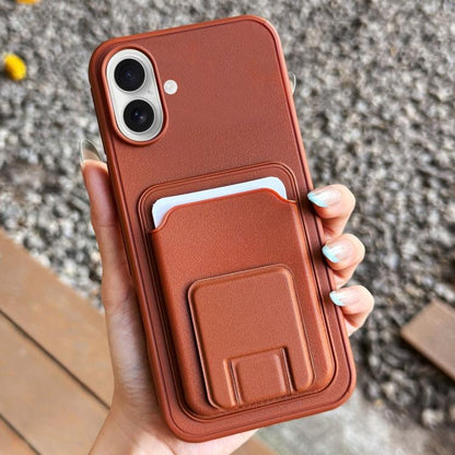 Square Folding Card Bag Holder Phone Case, For iPhone 16 Plus, For iPhone 16, For iPhone 15 Pro Max
