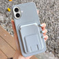 Square Folding Card Bag Holder Phone Case, For iPhone 16 Plus, For iPhone 16, For iPhone 15 Pro Max