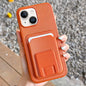 Square Folding Card Bag Holder Phone Case, For iPhone 15 Pro, For iPhone 15 Plus, For iPhone 15
