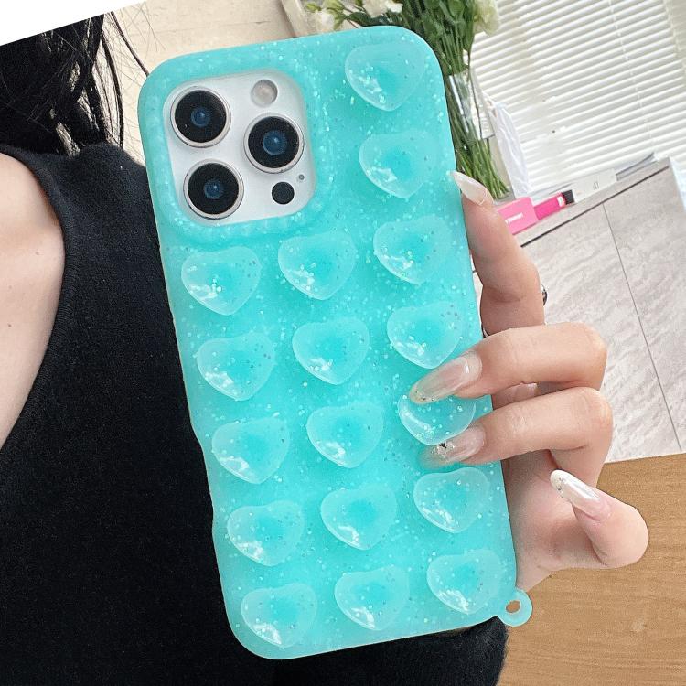 Love Heart Suction Cup Translucent Glitter Phone Case, For iPhone 15, For iPhone 14, For iPhone 14 Pro Max, For iPhone 13