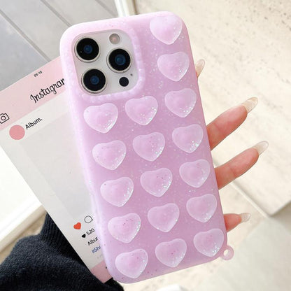 Love Heart Suction Cup Translucent Glitter Phone Case, For iPhone 15, For iPhone 14, For iPhone 14 Pro Max, For iPhone 13