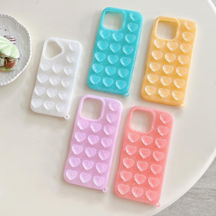 Love Heart Suction Cup Translucent Glitter Phone Case, For iPhone 15, For iPhone 14, For iPhone 14 Pro Max, For iPhone 13
