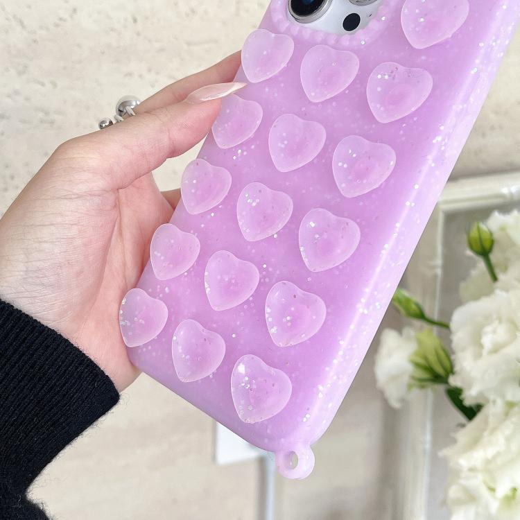 Love Heart Suction Cup Translucent Glitter Phone Case, For iPhone 15, For iPhone 14, For iPhone 14 Pro Max, For iPhone 13