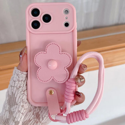 Floral Holder TPU Phone Case with PU Buckle Lanyard, For iPhone 17 Pro Max, For iPhone 17 Pro, For iPhone 17, For iPhone Air, For iPhone 16 Pro Max, For iPhone 16 Pro