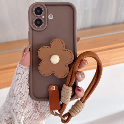 Floral Holder TPU Phone Case with PU Buckle Lanyard, For iPhone 17 Pro Max, For iPhone 17 Pro, For iPhone 17, For iPhone Air, For iPhone 16 Pro Max, For iPhone 16 Pro