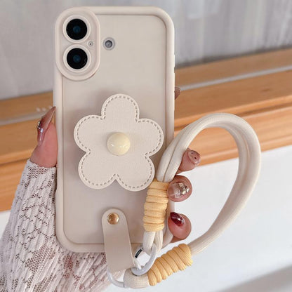 Floral Holder TPU Phone Case with PU Buckle Lanyard, For iPhone 17 Pro Max, For iPhone 17 Pro, For iPhone 17, For iPhone Air, For iPhone 16 Pro Max, For iPhone 16 Pro