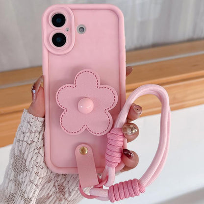 Floral Holder TPU Phone Case with PU Buckle Lanyard, For iPhone 17 Pro Max, For iPhone 17 Pro, For iPhone 17, For iPhone Air, For iPhone 16 Pro Max, For iPhone 16 Pro