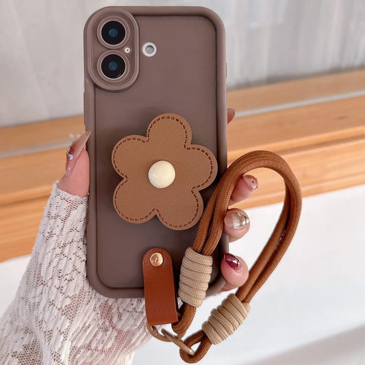 Floral Holder TPU Phone Case with PU Buckle Lanyard, For iPhone 16, For iPhone 15 Pro Max, For iPhone 15 Pro, For iPhone 15, For iPhone 14, For iPhone 14 Pro