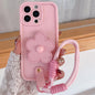 Floral Holder TPU Phone Case with PU Buckle Lanyard, For iPhone 14 Pro Max, For iPhone 13 Pro Max, For iPhone 13 Pro, For iPhone 13, For iPhone 12, For iPhone 12 Pro Max