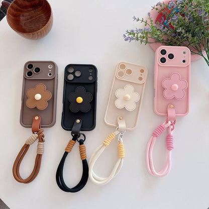 Floral Holder TPU Phone Case with PU Buckle Lanyard, For iPhone 17 Pro Max, For iPhone 17 Pro, For iPhone 17, For iPhone Air, For iPhone 16 Pro Max, For iPhone 16 Pro
