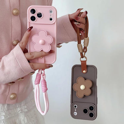 Floral Holder TPU Phone Case with PU Buckle Lanyard, For iPhone 16, For iPhone 15 Pro Max, For iPhone 15 Pro, For iPhone 15, For iPhone 14, For iPhone 14 Pro