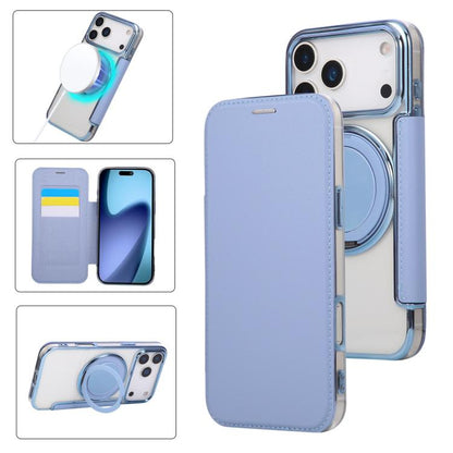 Ultra-thin Rotation Holder Magnetic Plating Vegan Leather Phone Case, For iPhone 17e / 16e, For iPhone 17 Pro Max, For iPhone 17 Pro