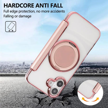 Ultra-thin Rotation Holder Magnetic Plating Vegan Leather Phone Case, For iPhone 17, For iPhone Air, For iPhone 16 Pro Max