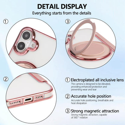 Ultra-thin Rotation Holder Magnetic Plating Vegan Leather Phone Case, For iPhone 17, For iPhone Air, For iPhone 16 Pro Max