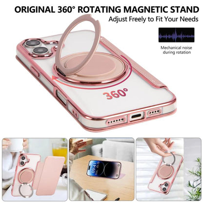 Ultra-thin Rotation Holder Magnetic Plating Vegan Leather Phone Case, For iPhone 17, For iPhone Air, For iPhone 16 Pro Max