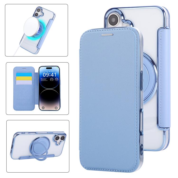 Ultra-thin Rotation Holder Magnetic Plating Vegan Leather Phone Case, For iPhone 17, For iPhone Air, For iPhone 16 Pro Max