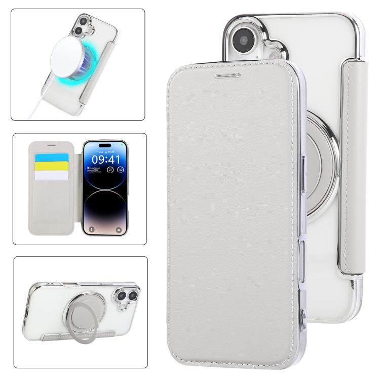 Ultra-thin Rotation Holder Magnetic Plating Vegan Leather Phone Case, For iPhone 17, For iPhone Air, For iPhone 16 Pro Max