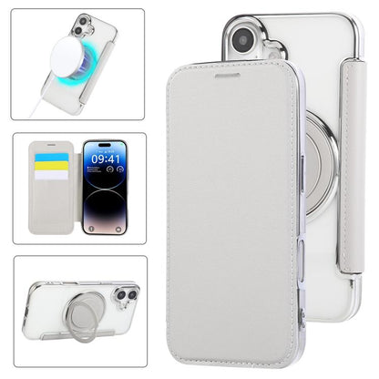 Ultra-thin Rotation Holder Magnetic Plating Vegan Leather Phone Case, For iPhone 17, For iPhone Air, For iPhone 16 Pro Max