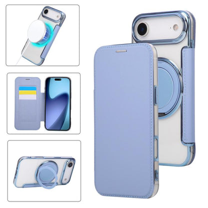 Ultra-thin Rotation Holder Magnetic Plating Vegan Leather Phone Case, For iPhone 17, For iPhone Air, For iPhone 16 Pro Max