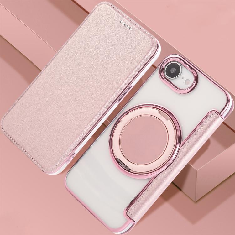 Ultra-thin Rotation Holder Magnetic Plating Vegan Leather Phone Case, For iPhone 17e / 16e, For iPhone 17 Pro Max, For iPhone 17 Pro