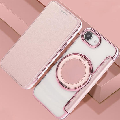 Ultra-thin Rotation Holder Magnetic Plating Vegan Leather Phone Case, For iPhone 17e / 16e, For iPhone 17 Pro Max, For iPhone 17 Pro