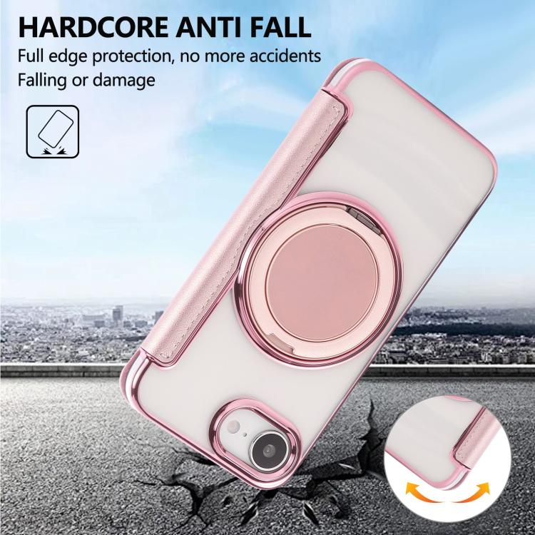 Ultra-thin Rotation Holder Magnetic Plating Vegan Leather Phone Case, For iPhone 17e / 16e, For iPhone 17 Pro Max, For iPhone 17 Pro