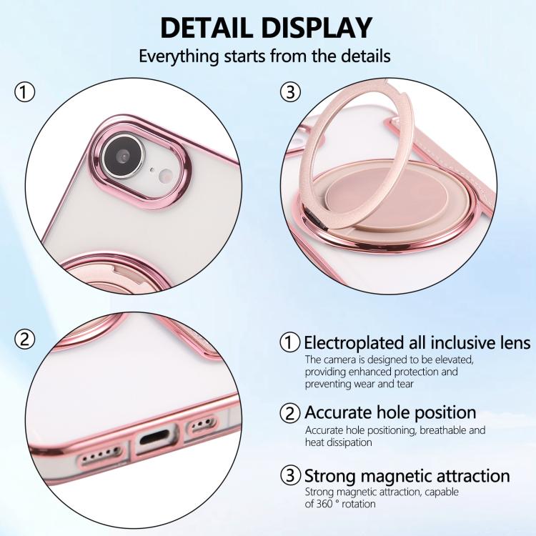 Ultra-thin Rotation Holder Magnetic Plating Vegan Leather Phone Case, For iPhone 17e / 16e, For iPhone 17 Pro Max, For iPhone 17 Pro