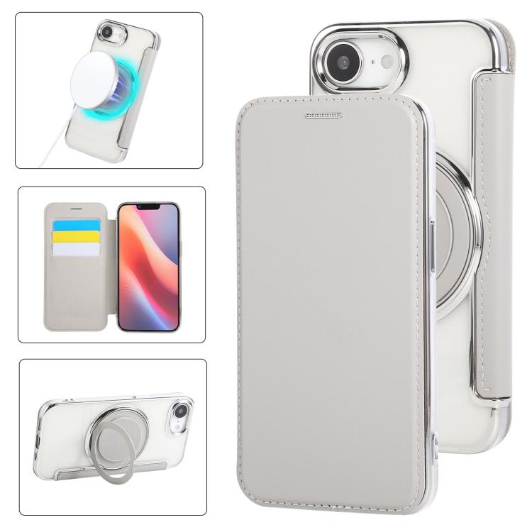 Ultra-thin Rotation Holder Magnetic Plating Vegan Leather Phone Case, For iPhone 17e / 16e, For iPhone 17 Pro Max, For iPhone 17 Pro