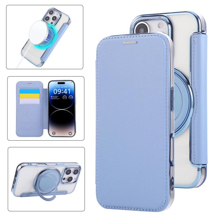 Ultra-thin Rotation Holder Magnetic Plating Vegan Leather Phone Case, For iPhone 17, For iPhone Air, For iPhone 16 Pro Max