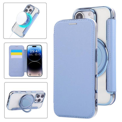 Ultra-thin Rotation Holder Magnetic Plating Vegan Leather Phone Case, For iPhone 17, For iPhone Air, For iPhone 16 Pro Max