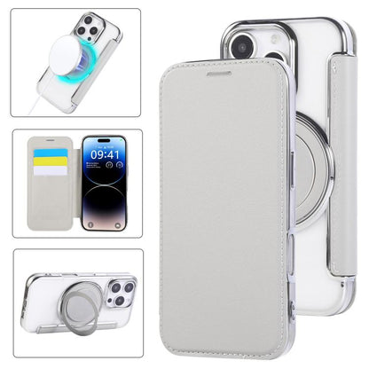 Ultra-thin Rotation Holder Magnetic Plating Vegan Leather Phone Case, For iPhone 17, For iPhone Air, For iPhone 16 Pro Max