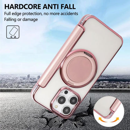 Ultra-thin Rotation Holder Magnetic Plating Vegan Leather Phone Case, For iPhone 15 Pro Max, For iPhone 15 Pro, For iPhone 15 Plus / 14 Plus