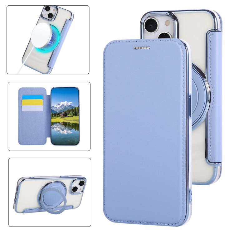 Ultra-thin Rotation Holder Magnetic Plating Vegan Leather Phone Case, For iPhone 15 Pro Max, For iPhone 15 Pro, For iPhone 15 Plus / 14 Plus