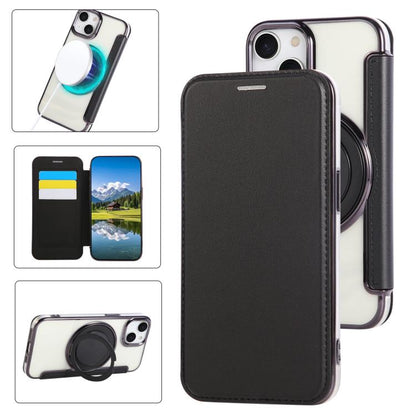 Ultra-thin Rotation Holder Magnetic Plating Vegan Leather Phone Case, For iPhone 15 Pro Max, For iPhone 15 Pro, For iPhone 15 Plus / 14 Plus