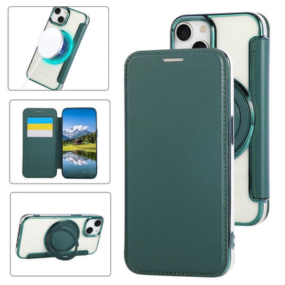 Ultra-thin Rotation Holder Magnetic Plating Vegan Leather Phone Case, For iPhone 15 Pro Max, For iPhone 15 Pro, For iPhone 15 Plus / 14 Plus