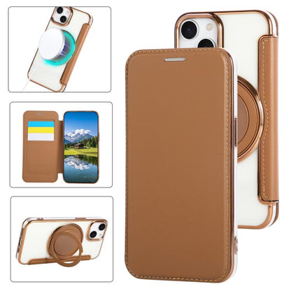 Ultra-thin Rotation Holder Magnetic Plating Vegan Leather Phone Case, For iPhone 15 Pro Max, For iPhone 15 Pro, For iPhone 15 Plus / 14 Plus