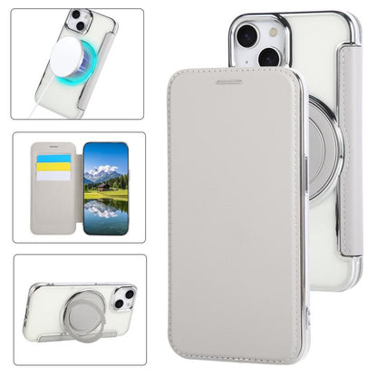 Ultra-thin Rotation Holder Magnetic Plating Vegan Leather Phone Case, For iPhone 15 Pro Max, For iPhone 15 Pro, For iPhone 15 Plus / 14 Plus