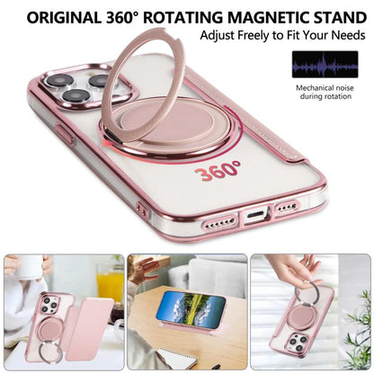 Ultra-thin Rotation Holder Magnetic Plating Vegan Leather Phone Case, For iPhone 14 Pro Max, For iPhone 13 Pro Max, For iPhone 13 Pro