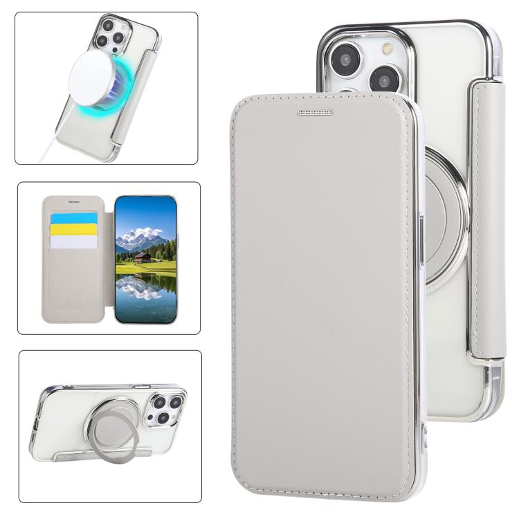 Ultra-thin Rotation Holder Magnetic Plating Vegan Leather Phone Case, For iPhone 14 Pro Max, For iPhone 13 Pro Max, For iPhone 13 Pro