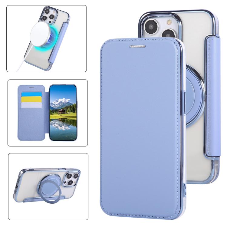 Ultra-thin Rotation Holder Magnetic Plating Vegan Leather Phone Case, For iPhone 14 Pro Max, For iPhone 13 Pro Max, For iPhone 13 Pro