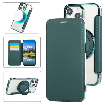 Ultra-thin Rotation Holder Magnetic Plating Vegan Leather Phone Case, For iPhone 14 Pro Max, For iPhone 13 Pro Max, For iPhone 13 Pro