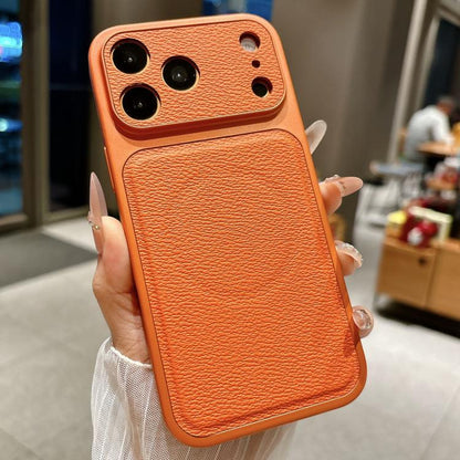 Transforms Into 17 Large Window Litchi Texture Magnetic Phone Case, For iPhone 17 Pro Max, For iPhone 17 Pro, For iPhone 17, For iPhone 16 Pro Max